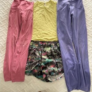 Colorful Activewear Set with Leggings and Shorts